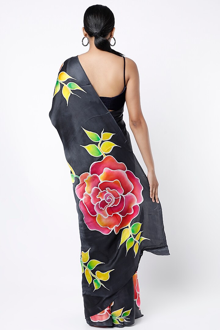 Black Hand Painted Wedding Saree by Priyanka Jha at Pernia's Pop Up Shop