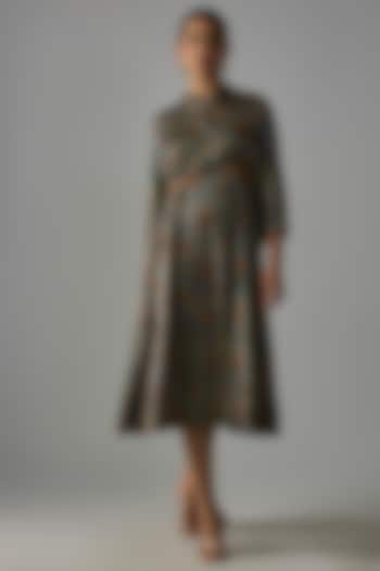 Indigo Blue Silk Hand Block Printed Summer Dress by Priyanka Jha at Pernia's Pop Up Shop