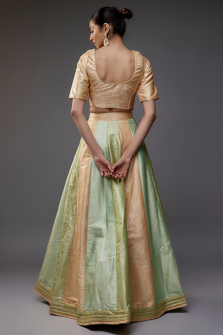 Multi-Colored Brocade Banarasi Wedding Lehenga Set by Priyanka Jha at Pernia's Pop Up Shop