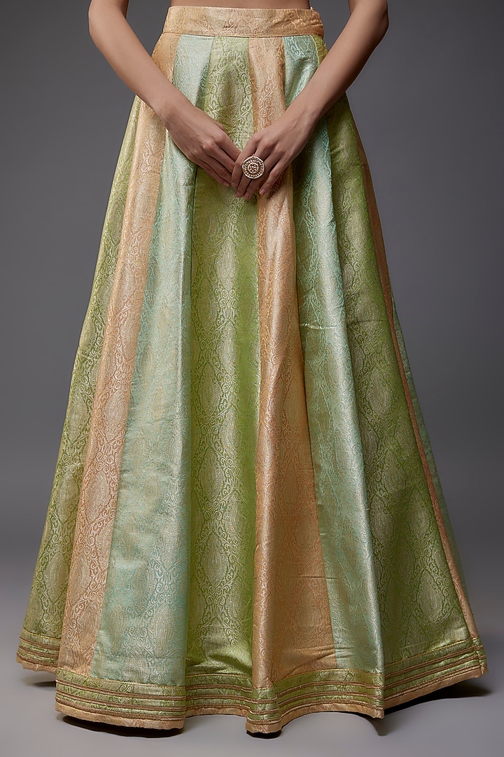 Multi-Colored Brocade Banarasi Wedding Lehenga Set by Priyanka Jha at Pernia's Pop Up Shop
