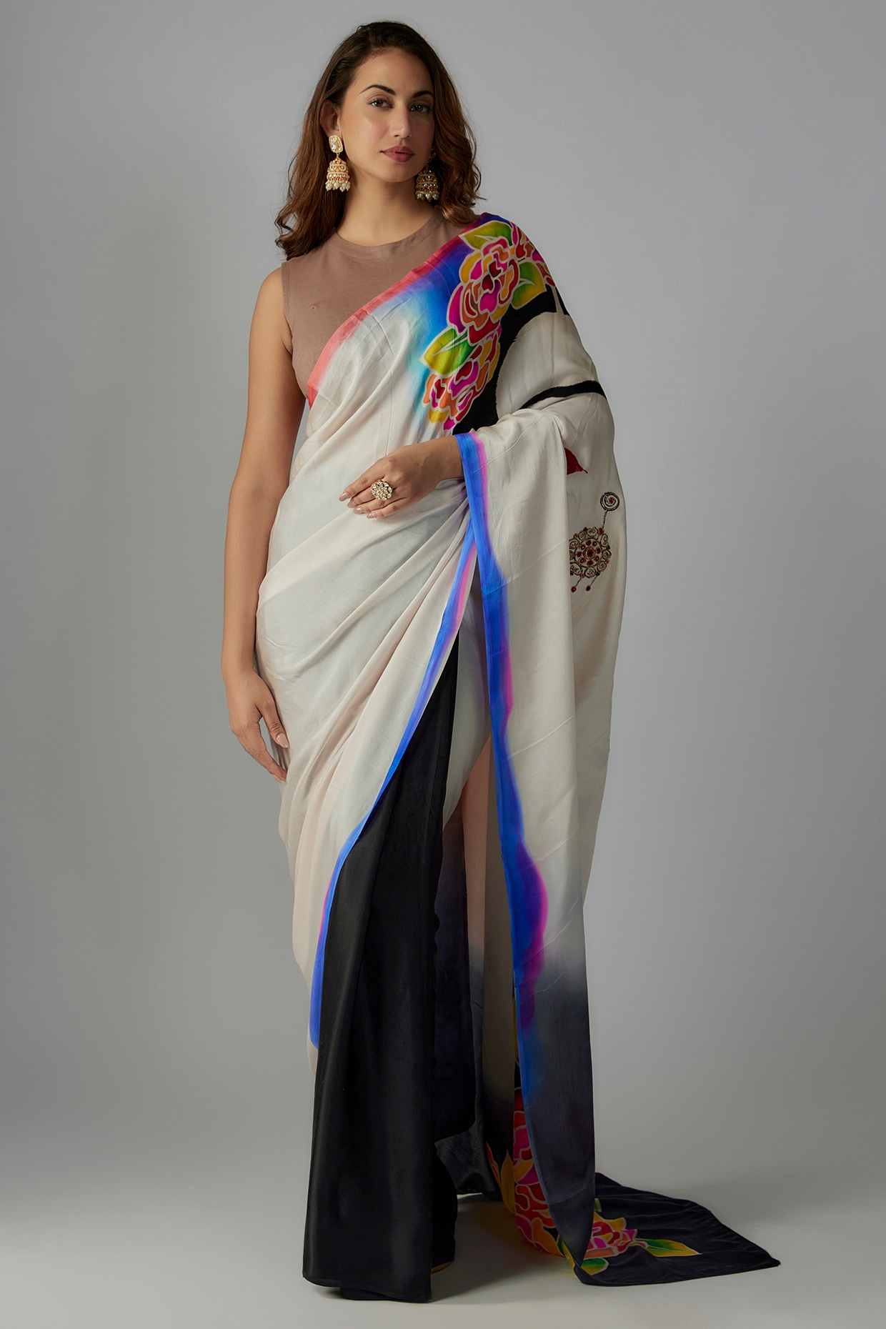 Pure Organza Saree With Multi Hand Work Designer Plaiting Border And  Banglori Silk Blouse - Urban Libaas