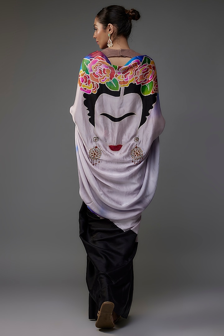 Multi-Colored Pure Silk Satin Hand Painted Wedding Saree Set by Priyanka Jha at Pernia's Pop Up Shop