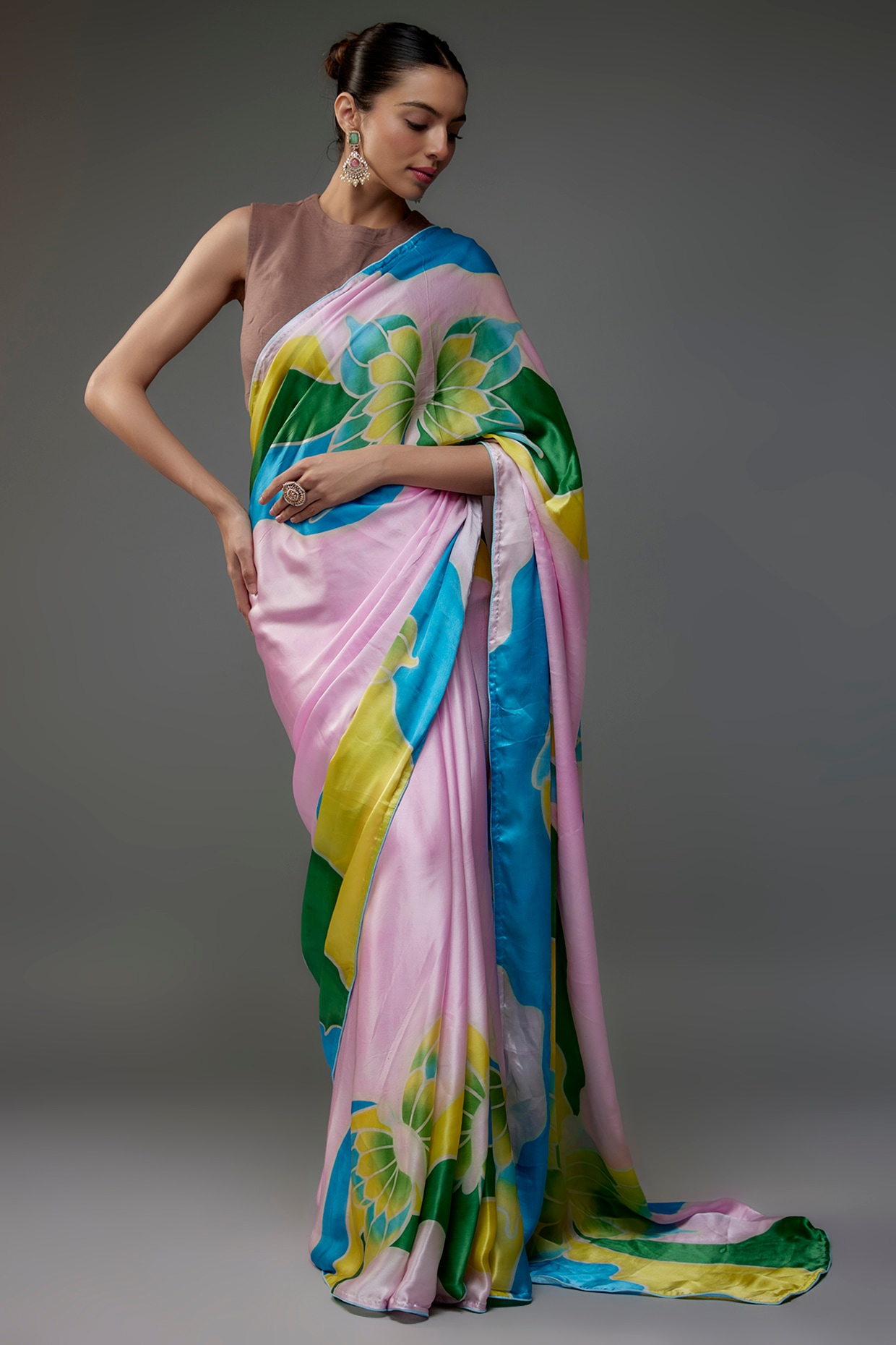 Multicolor woven silk saree with blouse - Lilots - 3950606