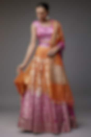 Orange Organza Banarasi Lehenga Set by Priyanka Jha at Pernia's Pop Up Shop