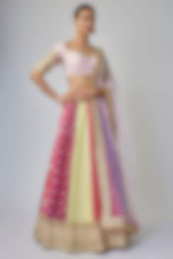 Multi-Colored Banarasi Chanderi Wedding Lehenga Set by Priyanka Jha at Pernia's Pop Up Shop