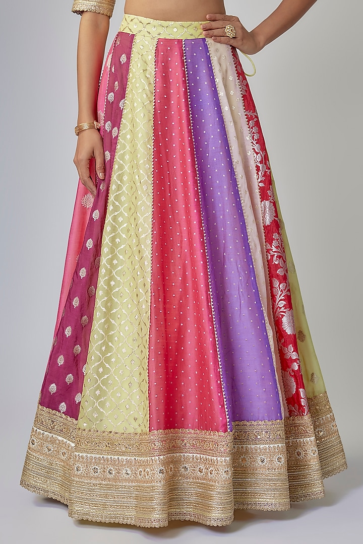Multi-Colored Banarasi Chanderi Wedding Lehenga Set by Priyanka Jha at Pernia's Pop Up Shop