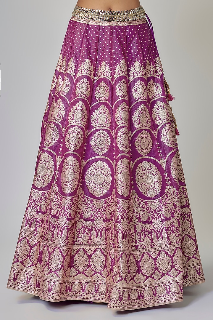 Dark Purple Banarasi Organza Wedding Lehenga Set by Priyanka Jha at Pernia's Pop Up Shop