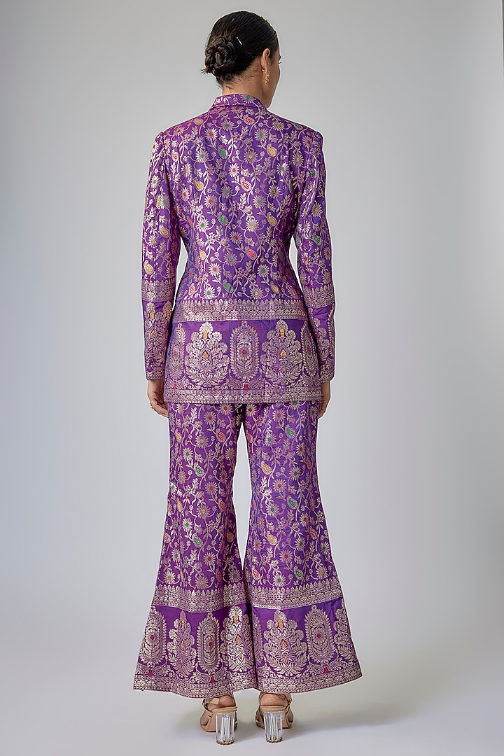 Dark Purple Banarasi Brocade Co-Ord Set by Priyanka Jha at Pernia's Pop Up Shop