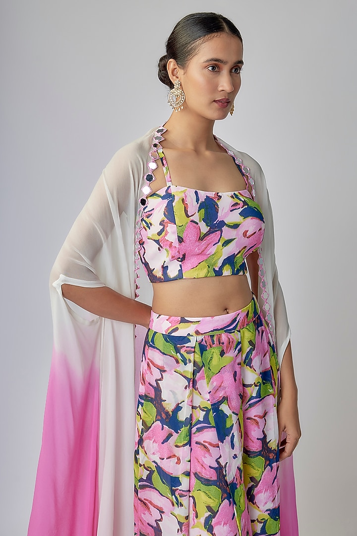 Multi-Colored Georgette Floral Printed Pant Set by Priyanka Jha at Pernia's Pop Up Shop