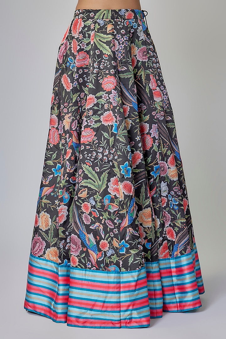 Multi-Colored Satin Silk Digital Printed Lehenga Set by Priyanka Jha at Pernia's Pop Up Shop