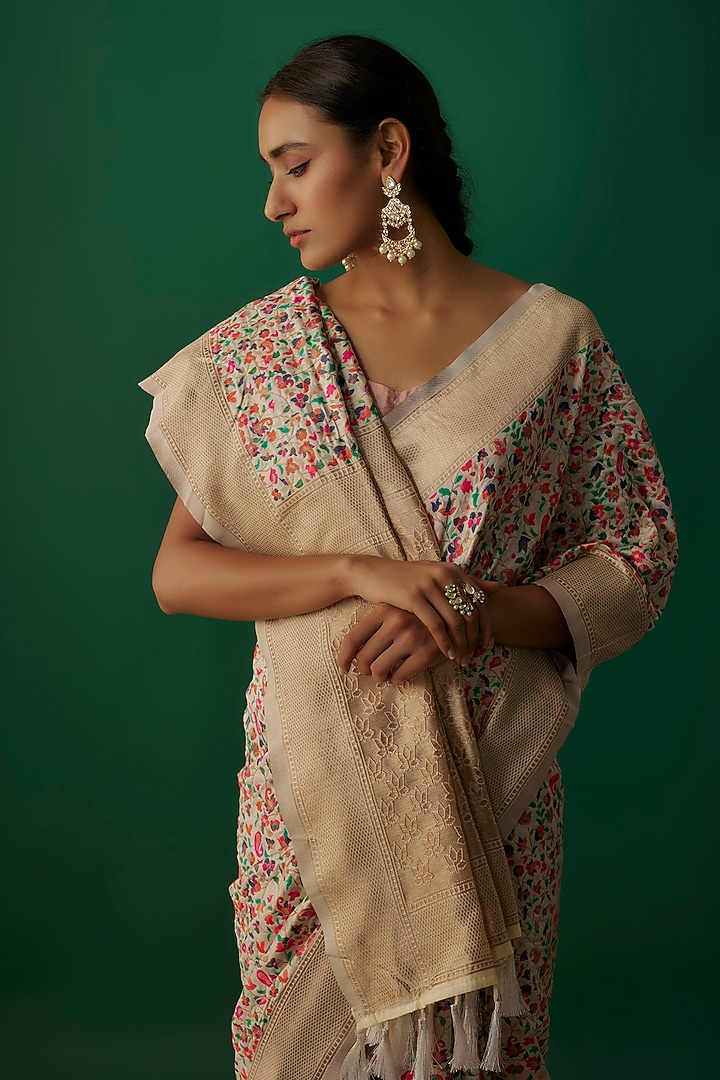 Multi-Colored Kani Viscose Silk Party Wear Saree Set by Priyanka Jha at Pernia's Pop Up Shop