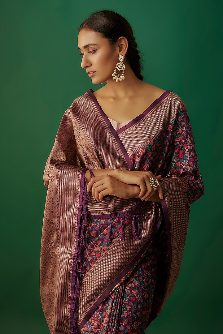 Multi-Colored Kani Viscose Silk Party Wear Saree Set by Priyanka Jha at Pernia's Pop Up Shop