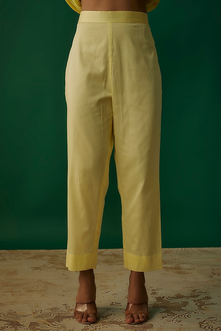 Lemon Yellow Silk Chanderi Gota Patti Party Wear Anarkali Set by Priyanka Jha at Pernia's Pop Up Shop