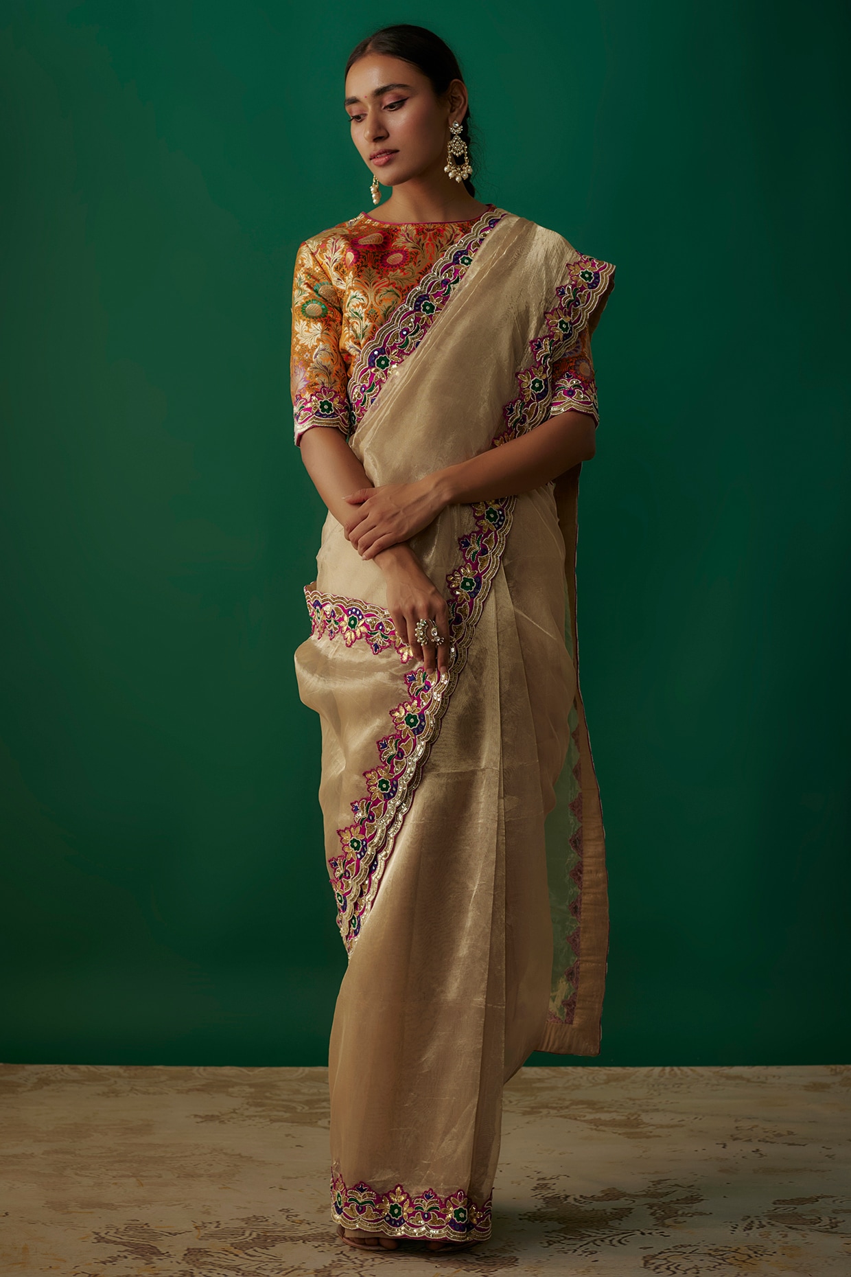 Buy House of Begum Women's Handwoven Cream Kubera Pattu Saree with Blouse  Piece Online at Best Prices in India - JioMart.
