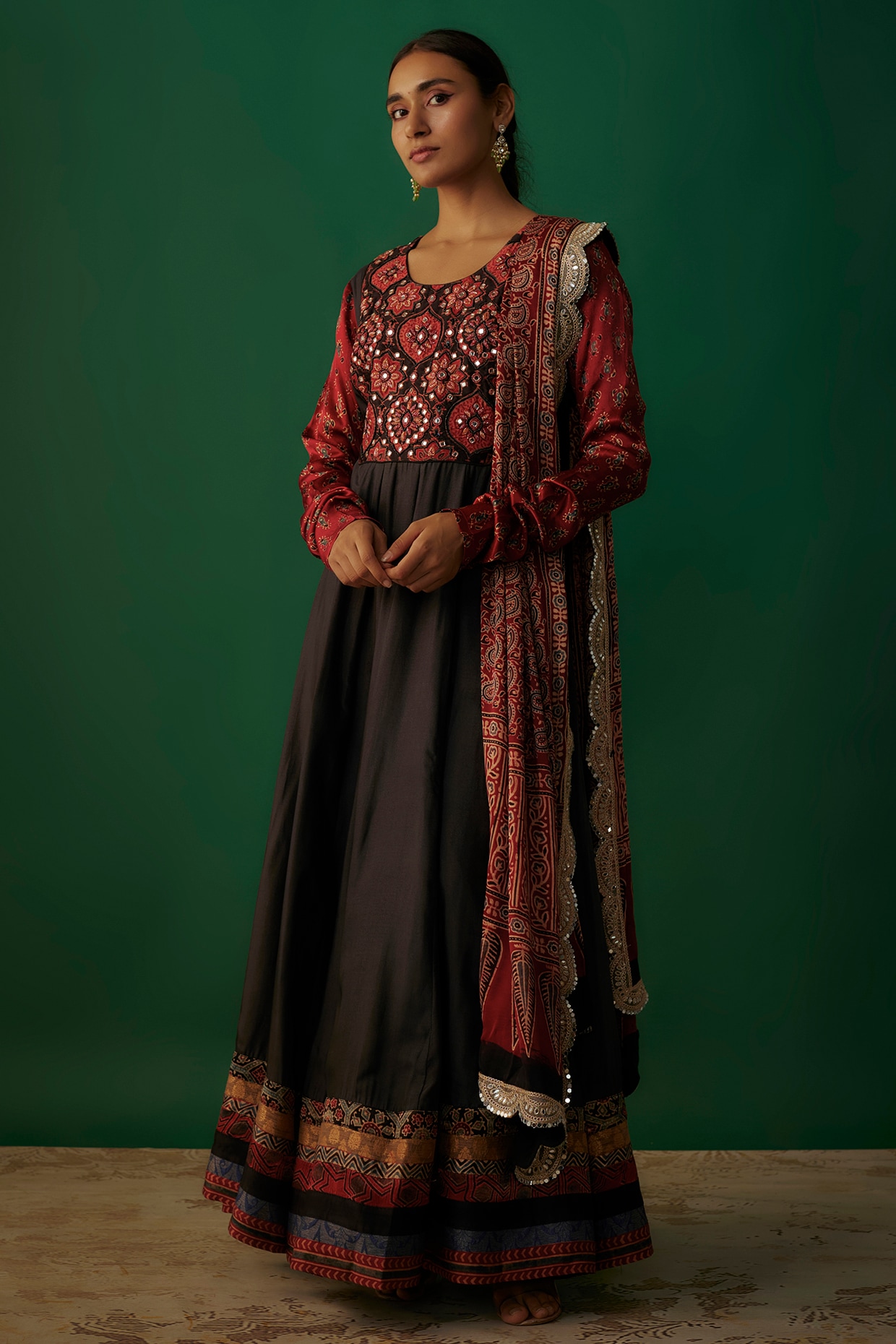Buy Green Malaysian Silk Printed Round Anarkali And Jacket Set For Women by  Soup by Sougat Paul Online at Aza Fashions.