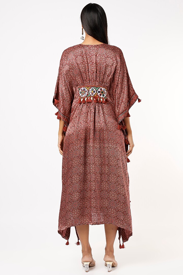 Maroon Hand Embroidered Kaftan by Priyanka Jha at Pernia's Pop Up Shop