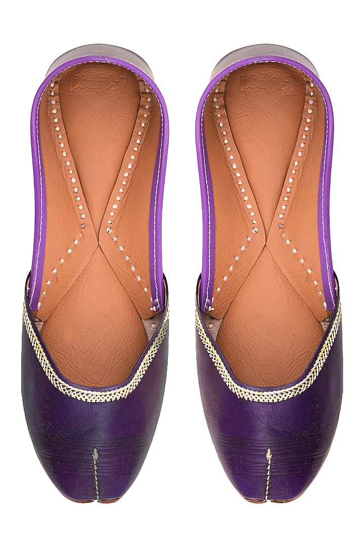 Purple Leather Classic Jutti's by Punjla