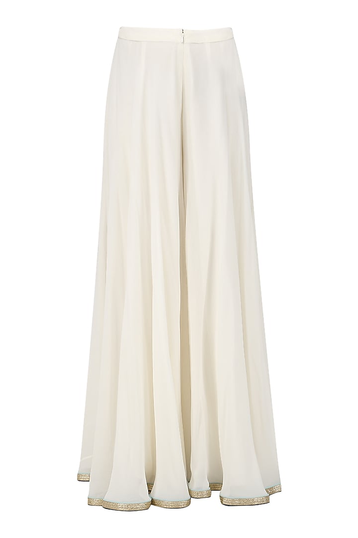 Sea blue embroidered kurta with white sharara pants set available only at Pernia's Pop Up Shop.