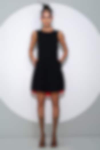 Black Viscose A-line Mini Dress by Pocketful Of Cherrie