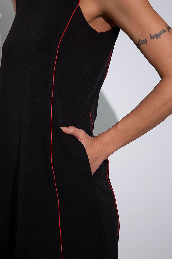 Black Crepe Straight Mini Summer Dress by Pocketful Of Cherrie at Pernia's Pop Up Shop