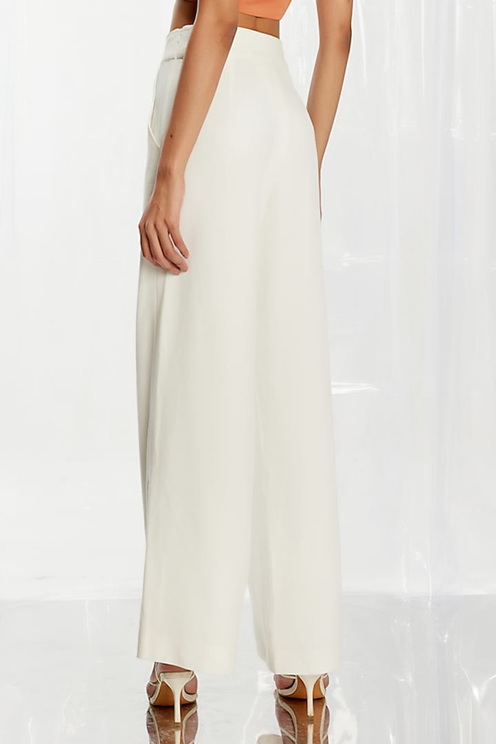 Powder White Crepe Pants by Pocketful Of Cherrie at Pernia's Pop Up Shop