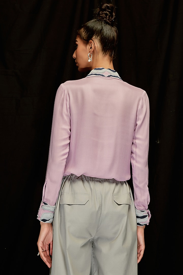 Mauve Viscose Hand Embroidered Shirt by Pocketful Of Cherrie at Pernia's Pop Up Shop