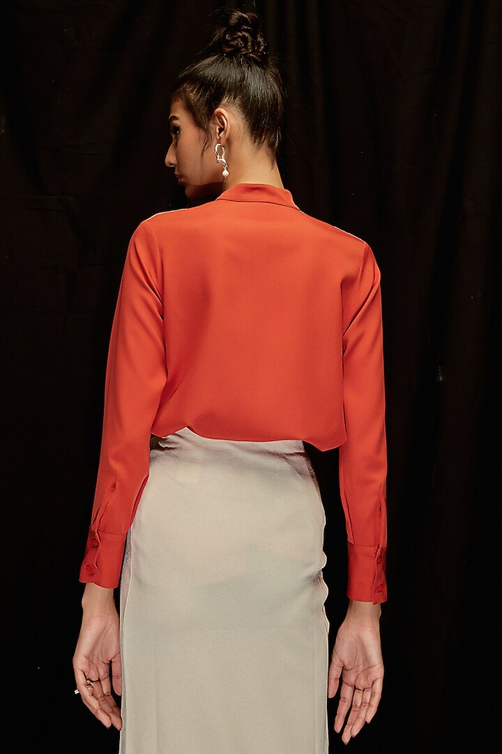 Amber Orange Crepe Shirt by Pocketful Of Cherrie at Pernia's Pop Up Shop
