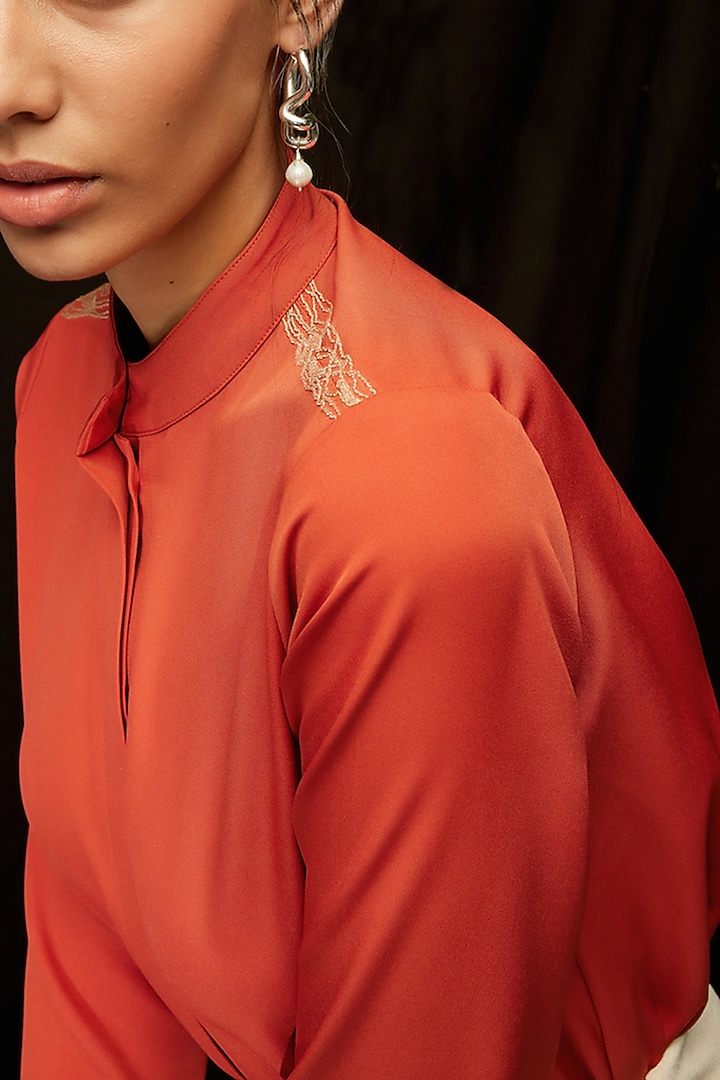 Amber Orange Crepe Shirt by Pocketful Of Cherrie at Pernia's Pop Up Shop