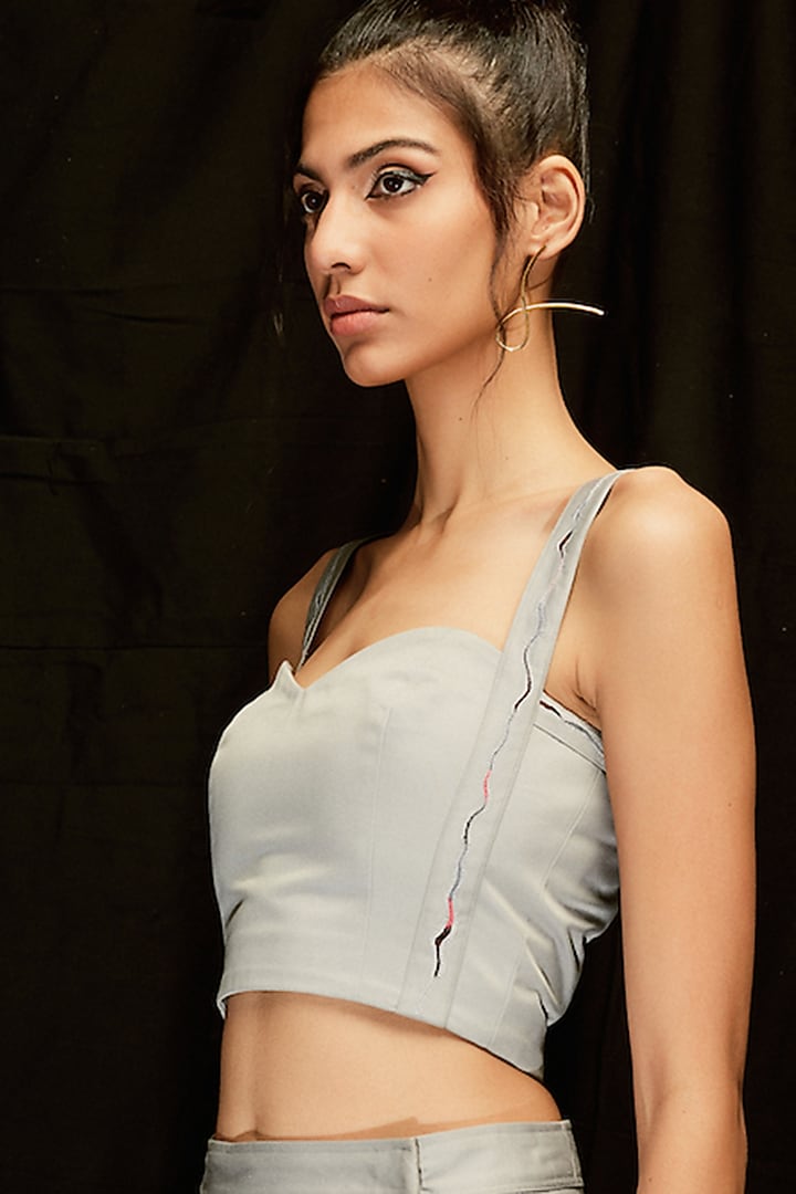 Grey Cotton Twill Top by Pocketful Of Cherrie at Pernia's Pop Up Shop