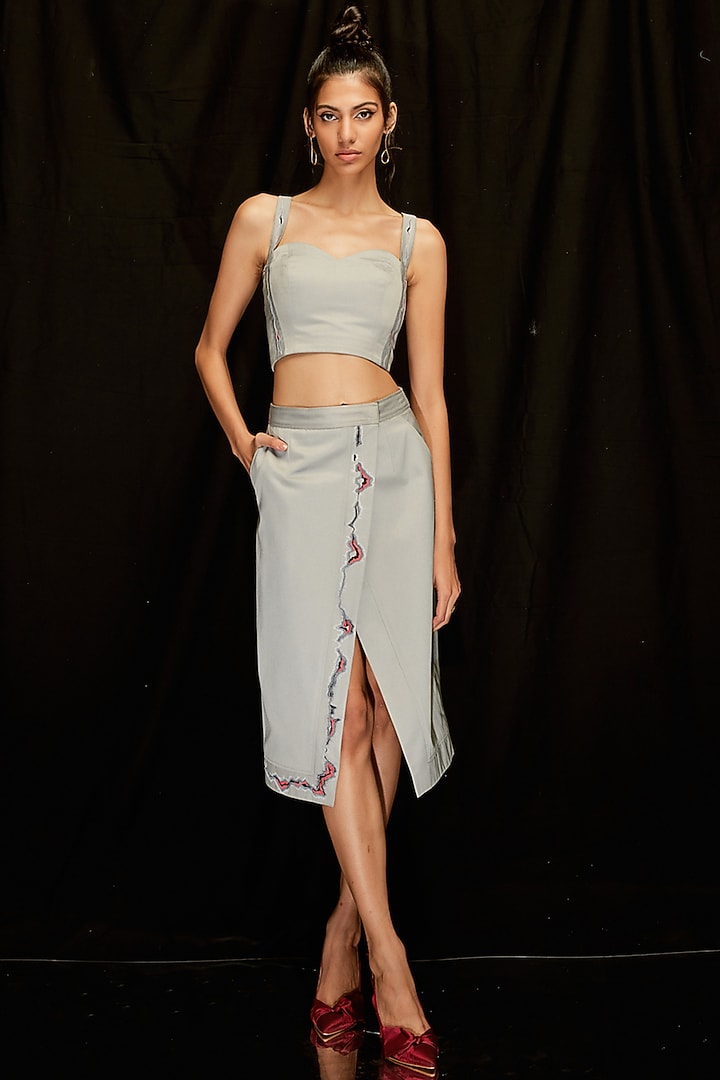 Grey Twill Cotton Wrap Skirt by Pocketful Of Cherrie at Pernia's Pop Up Shop