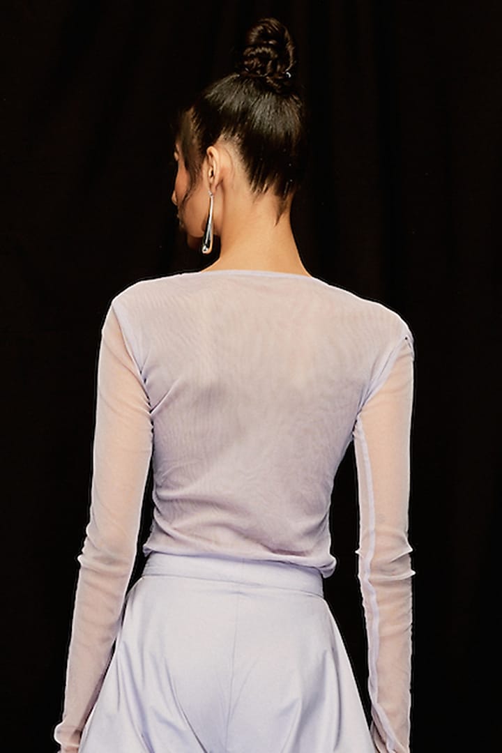 Iris Lilac Tulle & Net Gathered Draped Top by Pocketful Of Cherrie at Pernia's Pop Up Shop