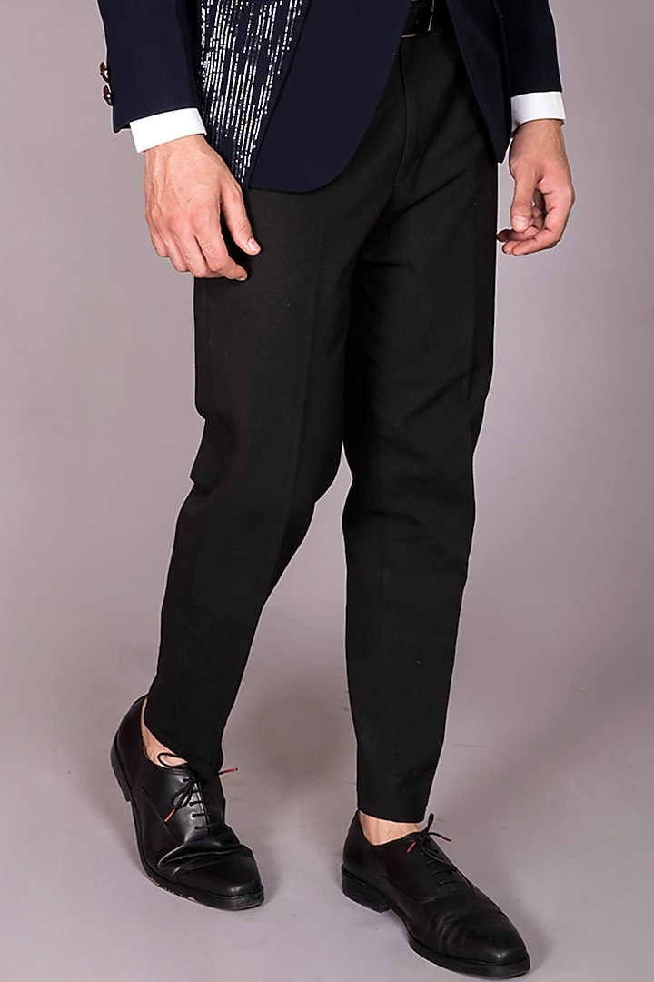 Blue Japanese Polynosic Cutdana Embroidered Tuxedo Set by PKIN at Pernia's Pop Up Shop