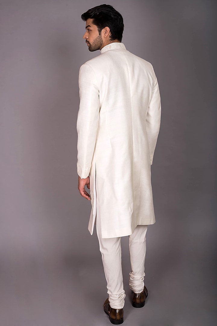 Ivory Silk Cutdana Embroidered Indo-Western Set by PKIN at Pernia's Pop Up Shop