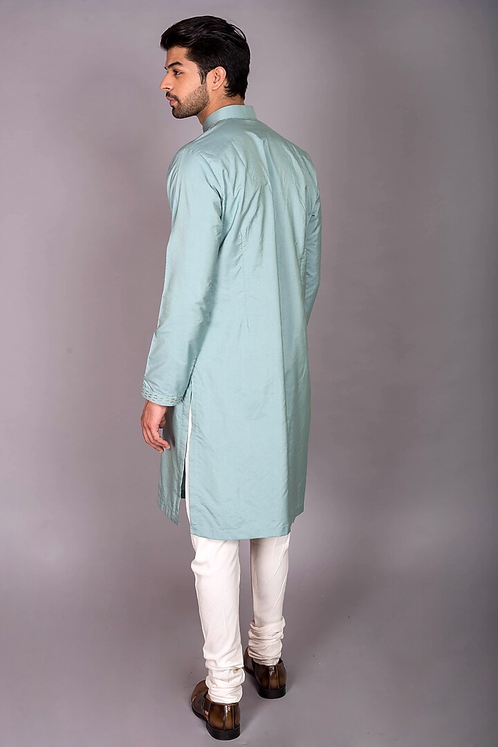 Blue Poly Silk Zardosi Work Kurta Set by PKIN at Pernia's Pop Up Shop