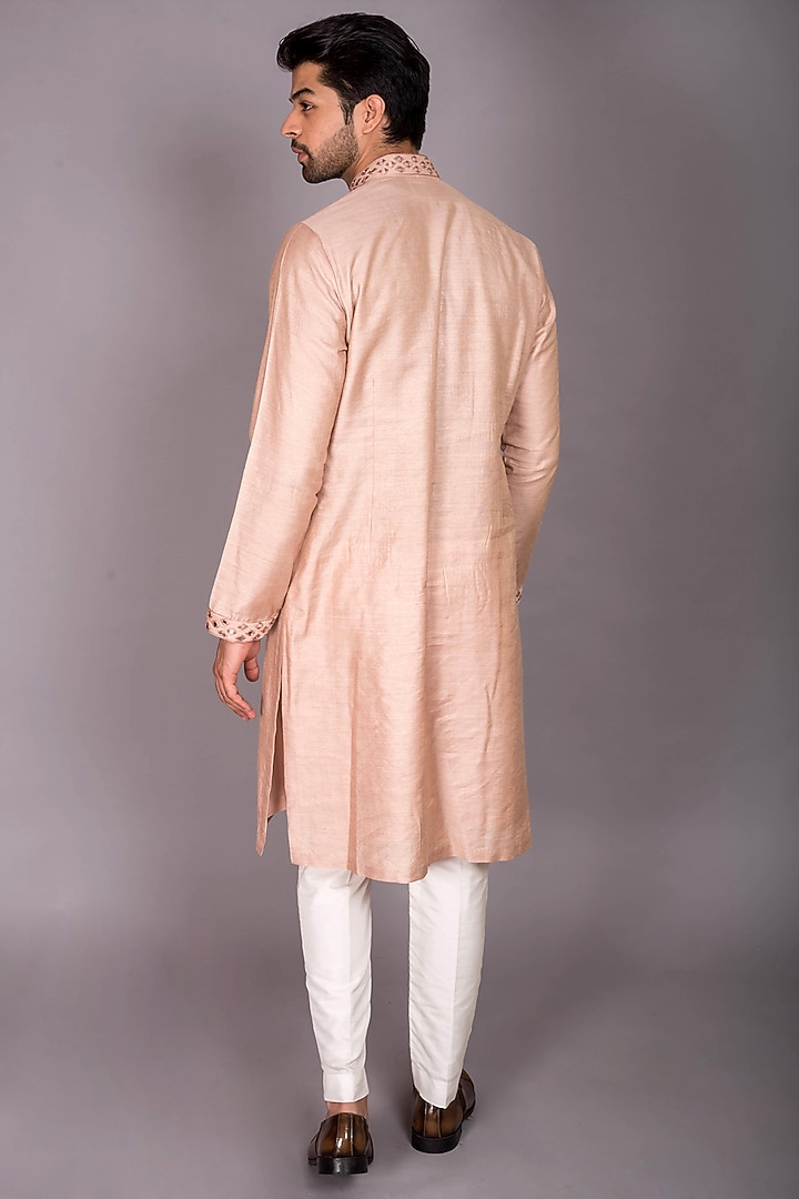 Peach Silk Gota Patti Kurta Set by PKIN at Pernia's Pop Up Shop