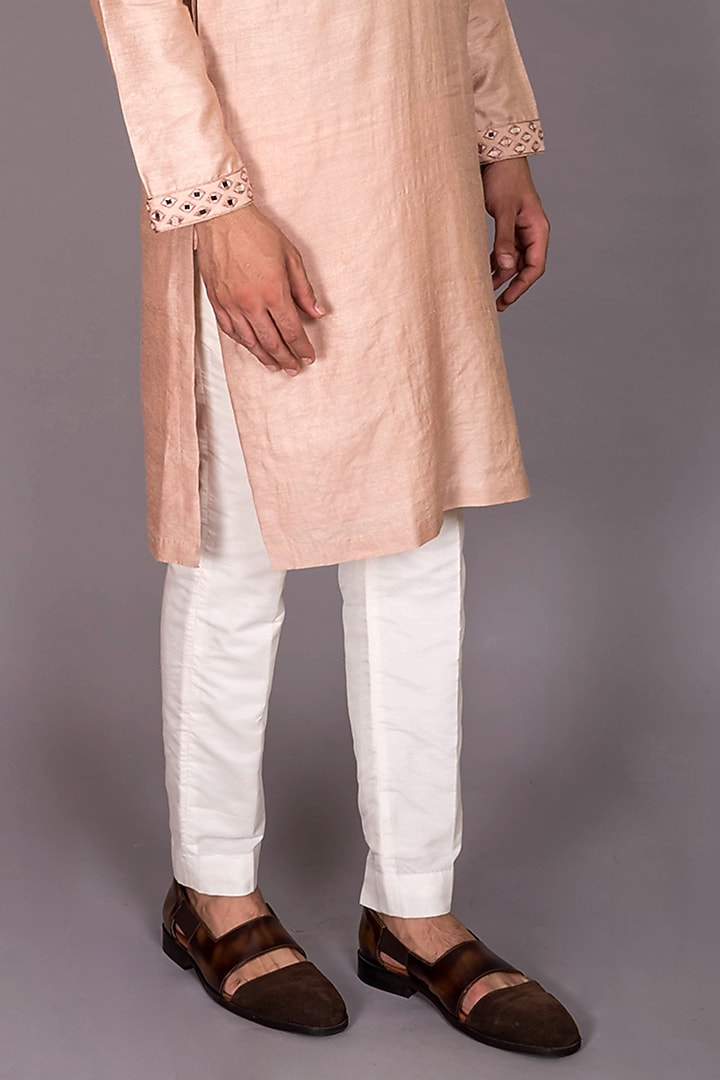 Peach Silk Gota Patti Kurta Set by PKIN at Pernia's Pop Up Shop