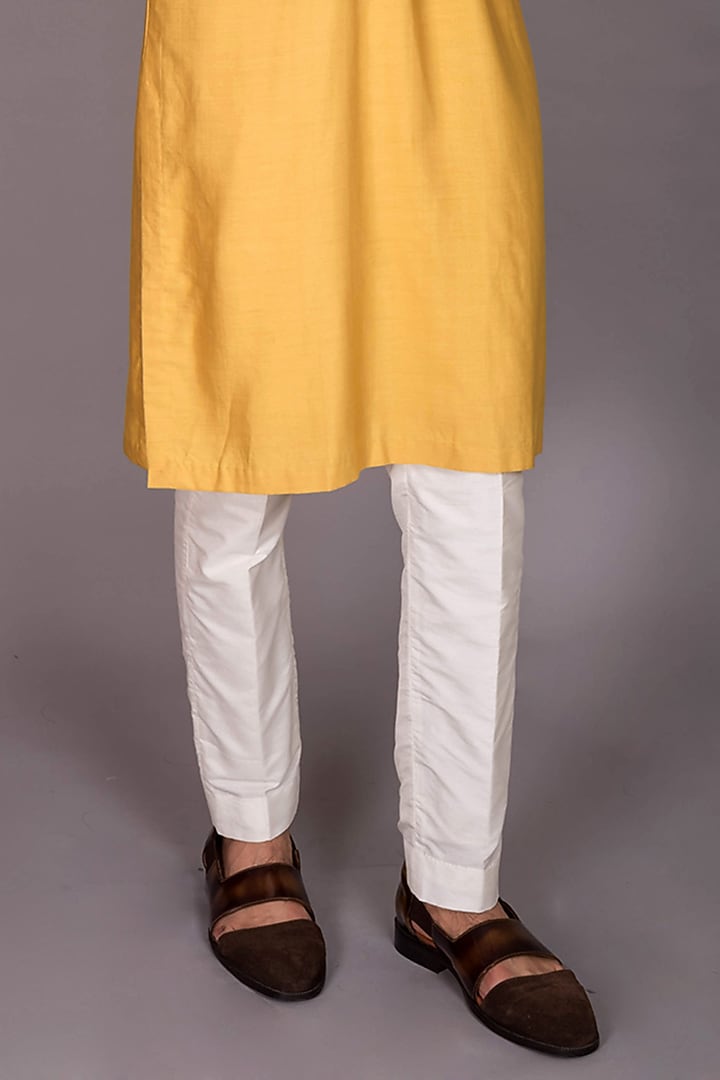 Yellow Poly Silk Cutdana Embroidered Kurta Set by PKIN at Pernia's Pop Up Shop