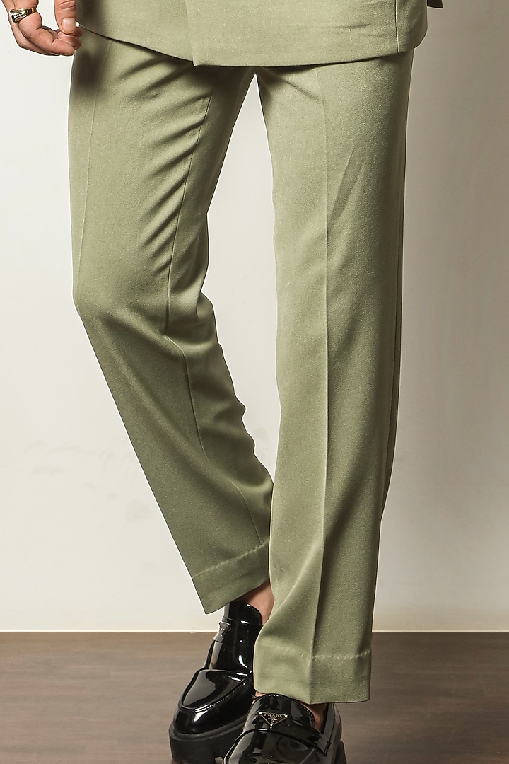 Pastel Green Crepe Tuxedo Set by P.S PANKAJ SONI at Pernia's Pop Up Shop