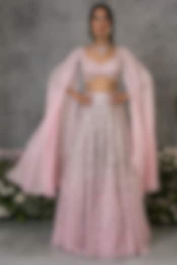Baby Pink & Silver Georgette Embroidered Bridal Lehenga Set by Pritika Vora at Pernia's Pop Up Shop