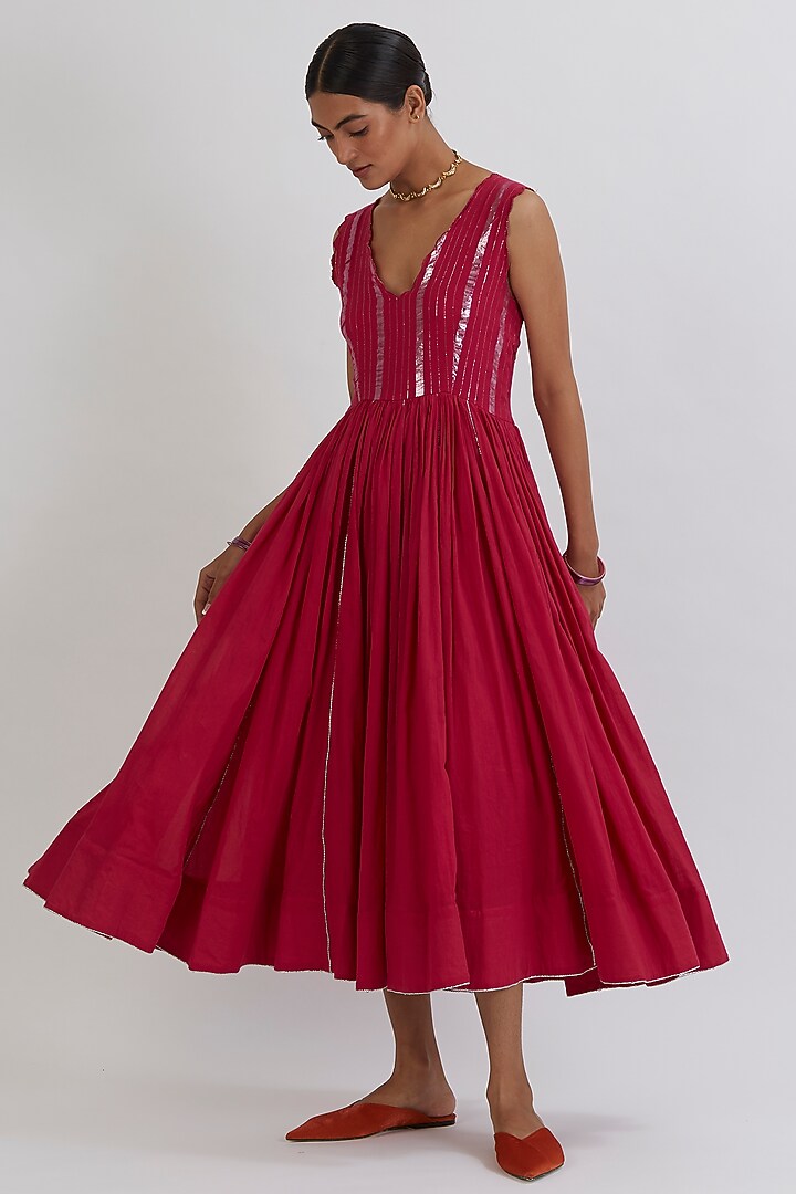 Deep Fuchsia Embroidered Anarkali Set by Peeli Dori at Pernia's Pop Up Shop