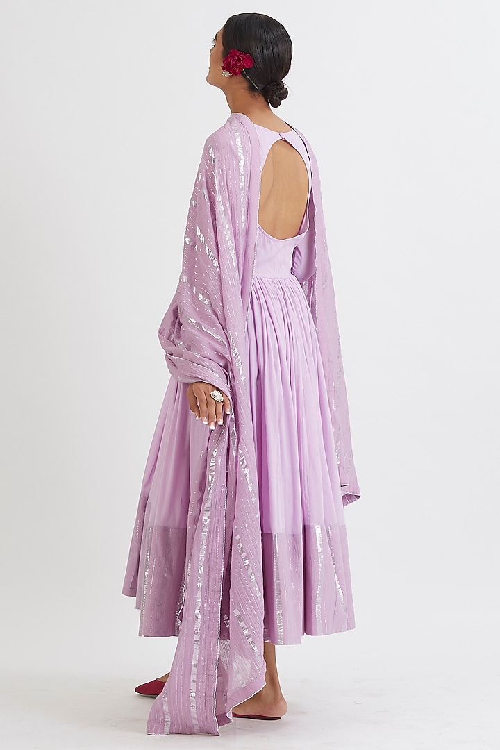 Pastel Lavender Embroidered Anarkali Set by Peeli Dori at Pernia's Pop Up Shop