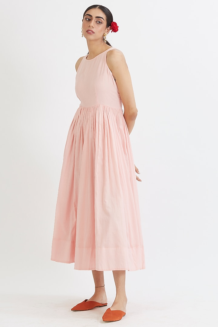 Pastel Pink Hand Embroidered Anarkali Set by Peeli Dori at Pernia's Pop Up Shop
