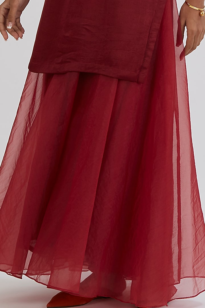 Maroon Organza Sharara Set by Peeli Dori at Pernia's Pop Up Shop