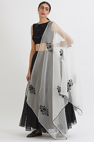 Black Hand Embroidered Lehenga Set by Peeli Dori