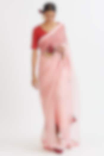 Pastel Pink Sequins Embroidered Saree Set by Peeli Dori