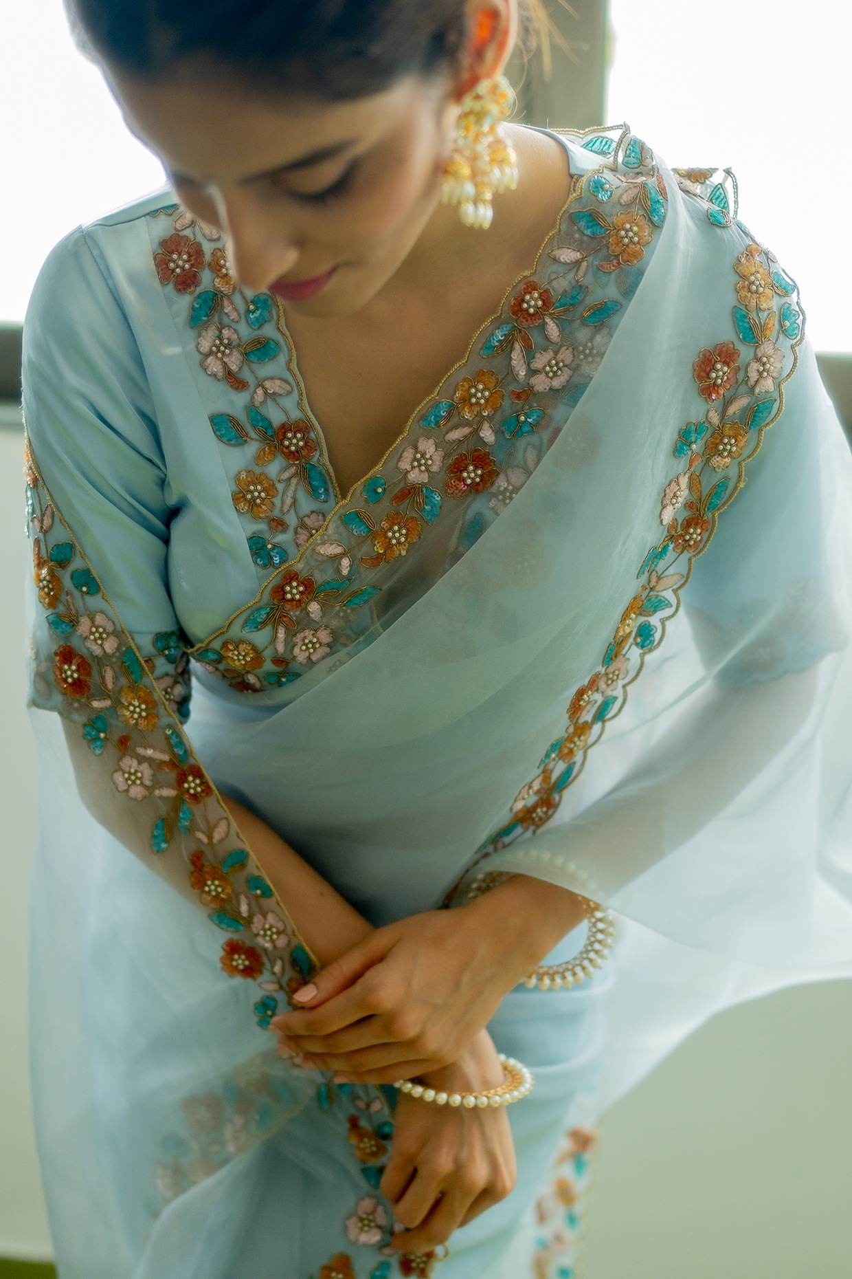 Divine Sky Blue Soft Silk Saree With Dalliance Blouse Piece