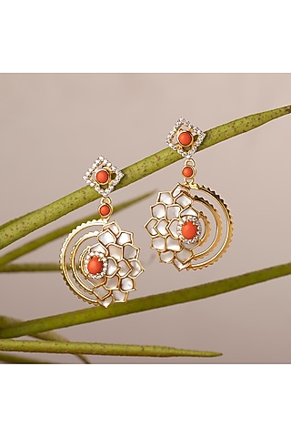 Gold Finish Pearl Earrings In Sterling Silver by Plume Jewellery