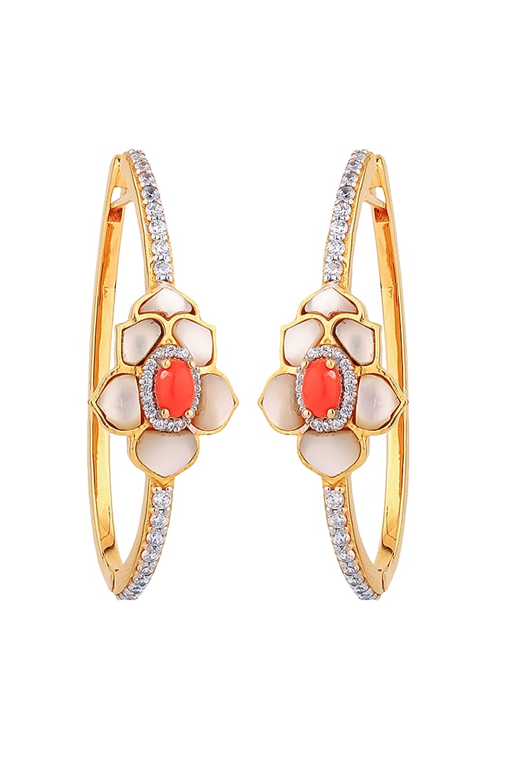 Gold Finish Pearl Hoop Earrings In Sterling Silver by Plume Jewellery at Pernia's Pop Up Shop