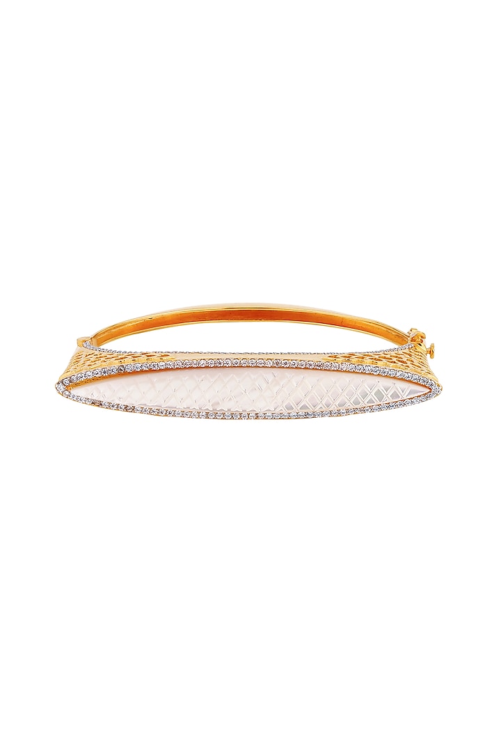 Gold Finish Pearl Bracelet In Sterling Silver by Plume Jewellery at Pernia's Pop Up Shop