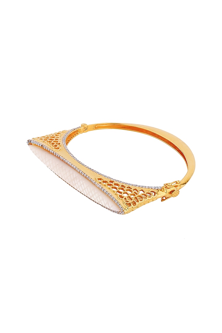 Gold Finish Pearl Bracelet In Sterling Silver by Plume Jewellery at Pernia's Pop Up Shop